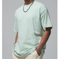 Kaos Pria Kasual 230g Katun Murni Benang Ganda Warna Solid Lengan Pendek Drop Shoulder Longgar Anti-pilling Langsung dari Pabrik