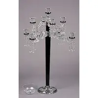 MH-ZT0046 candelabro de cristal negro de 9 brazos para centros de mesa de boda, candelabro negro de boda, venta al por mayor