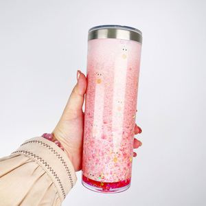 Vaso Térmico de Acero Inoxidable de Doble Pared de 20oz con Tapa Deslizante para Sublimación, Diseño de Globo de Nieve con Pedrería - Product Image 2