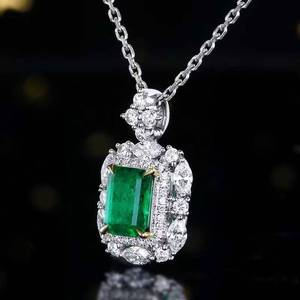 <b>Solid</b> 18K <b>Gold</b> 1.3ct Zambian Emerald <b>Pendant</b> GUILD Certified Set With 0.79ct Diamonds Gross Weight 2.45g luxury Jewelry <b>pendant</b> - Product Image 2