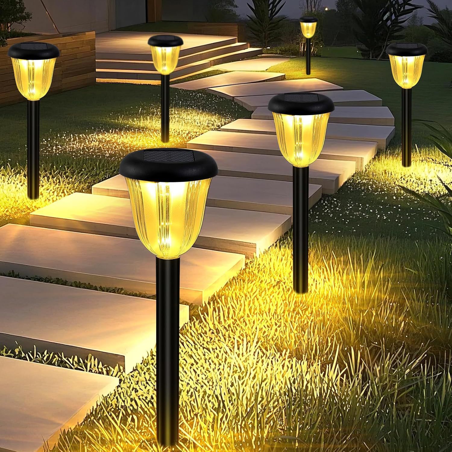 IP65 Waterproof Solar Stake Lights, Warm & Color Changing Light Outdoor Lawn Garden Yard Decor Lamp