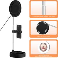 Anneau lumineux LED pour selfie et vidéo, miroir de maquillage, support de téléphone, diffusion en direct YouTube TikTok, lumière blanc chaud 3500K, IP44, hauteur réglable