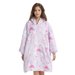 Grüne Avocado Schöne Flanell Fleece Pyjamas TV Übergroße tragbare Hoodie Decken für Frauen - Product Image 5