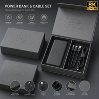 Boîte rigide magnétique étanche pour chargeur de batterie externe et câble, finition minimaliste, gaufrage, doublure en éponge, design écologique