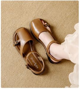 2026 New Arrival Women Roman Closed Toe Sandals Korean Mori Fairy Style Soft Sole Flat Breathable Trendy Daily <b>Beach</b> <b>Shoes</b> - Product Image 4