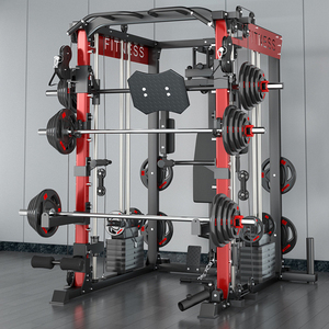 All-in-One Smith Machine Power Cage with Cable Crossover, Lat Pulldown, Squat Rack <strong>and</strong> <strong>Weight</strong> <strong>Bench</strong>, Home &amp; Commercial Gym Stren - Product Image 4