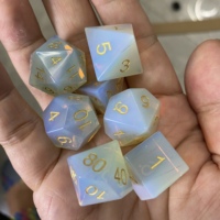 Jeu de dés en pierre œil de chat dés polyédriques en pierres précieuses bleues D & D donjons et dragons cadeau jeux de rôle RPG de table