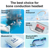 Écouteurs Bluetooth à conduction osseuse X7S étanches IPX8 pour la natation et le surf avec lecteur MP3 sous-marin 32 Go, écouteurs sans fil