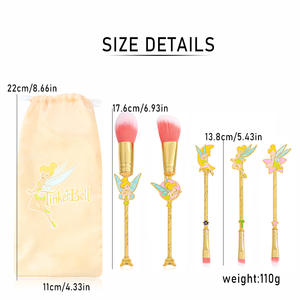 5pcs Set Kuas Makeup Vivid Tinker <span class=keywords><strong>Bell</strong></span> Kuas Makeup Emas Tinker <span class=keywords><strong>Bell</strong></span> yang Lucu Kuas Eyeshadow untuk Hadiah Anak Perempuan - Product Image 3