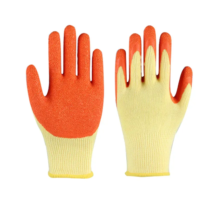 Heavy duty natural 10G cotton crinkle latex coated work safety glove Agriculture Safety Work Latex hand gloves