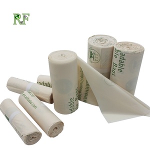 Custom Brand Biodegradable Corn Starch Trash Garbage Bin Liners Black White Green Heavy Duty Refuse Bags