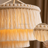 Abat-jour en macramé bohème, couverture de lampe suspendue tissée nordique, lampe de plafond à franges en coton