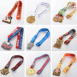 Großhandel-Medaille individuelles Design katholisch religiös Graduierung Schwimmen günstiger Preis Gold einfarbig Marathon Sport Schleife individuelle Medaille