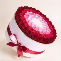 Kotak Bunga Mawar Awet Alami - Hadiah Hari Valentine Ukuran Dapat Disesuaikan Tahan Lama 3-5 Tahun Buatan Tangan Bentuk Bulat