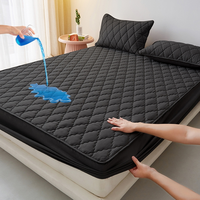 Protège-matelas matelassé respirant pour lit Queen Size, couleur unie, avec fonction imperméable, en tissu brossé, style uni