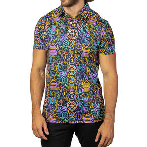 Golf de lujo personalizado para camiseta de polo Transpirable 88% Poliéster 12% Spandex Ajuste de gran tamaño con patrón de impresión y muestra de logotipo - Product Image 2