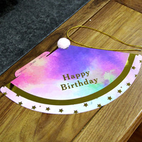 Enfants adultes joyeux anniversaire fête fournitures papier arc-en-ciel chapeau avec pompon chapeau pour anniversaire bébé douche fête décorations