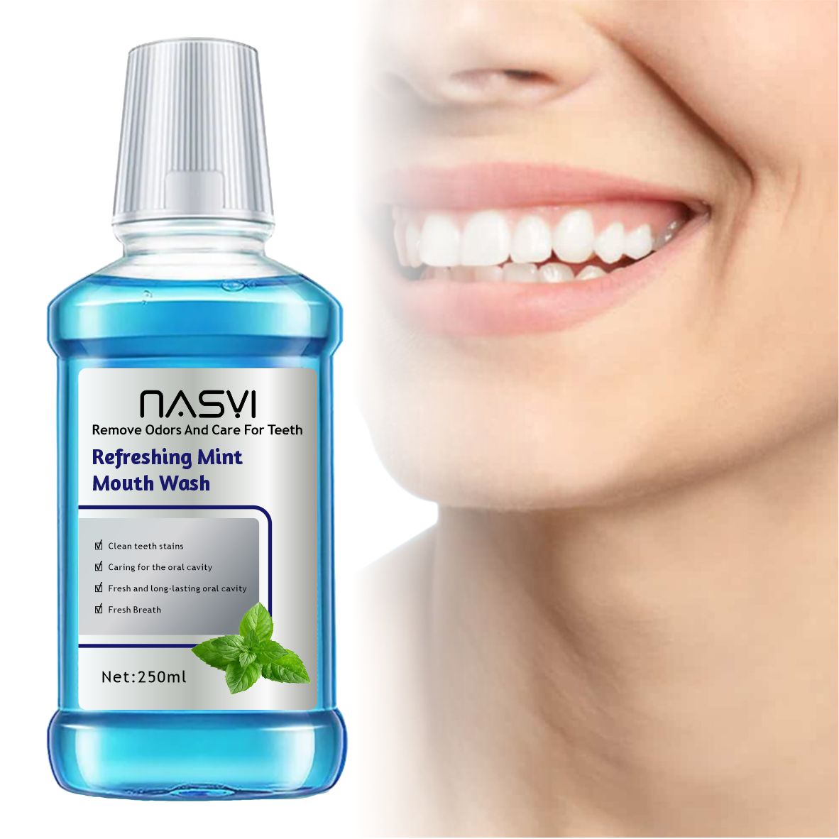 NASYI निजी लेबल थोक कस्टम टकसाल mouthwash घर मौखिक सफाई ताजा सांस mouthwash 250ml