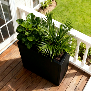Jardinera Cuadrada de Acero Galvanizado Negro de Estilo Americano Moderno de 114 L, Maceta para Flores de Jardín Exterior, Decoración del Hogar - Product Image 1