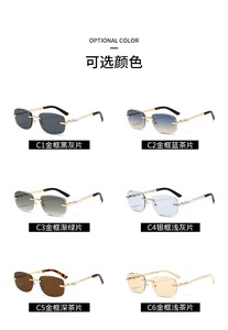 Lunettes de soleil classiques <span class=keywords><strong>Crti</strong></span> Gold, lunettes de marque, lunettes de soleil de luxe, lunettes de soleil de créateur, lunettes en métal sans monture, lunettes anti-UV - Product Image 6