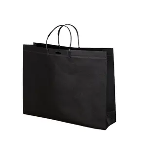 45*33cm Black Non-woven fabrics shopping bag loop handle tote gift packing bag simplicity printing side gusset bag