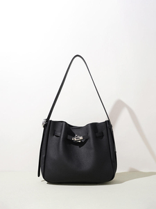Sac seau de luxe en cuir grainé pour femme, sac à bandoulière classique grande capacité, sac fourre-tout en cuir véritable de qualité supérieure avec poignée supérieure - Product Image 6