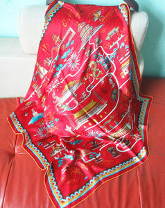 Écharpe carrée en soie 100% pour femme, 90 cm, rouge, grande taille, roulée à la main, châle de plage, écharpes pour femmes, cadeau mémorable pour la fête des mères, fête chinoise - Product Image 3