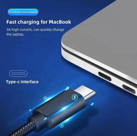 Câble d'alimentation USB C vers USB C PD 65W avec interrupteur, câble de charge USB C vers Type-C pour téléphone portable et ordinateur portable avec fonction marche/arrêt et charge rapide