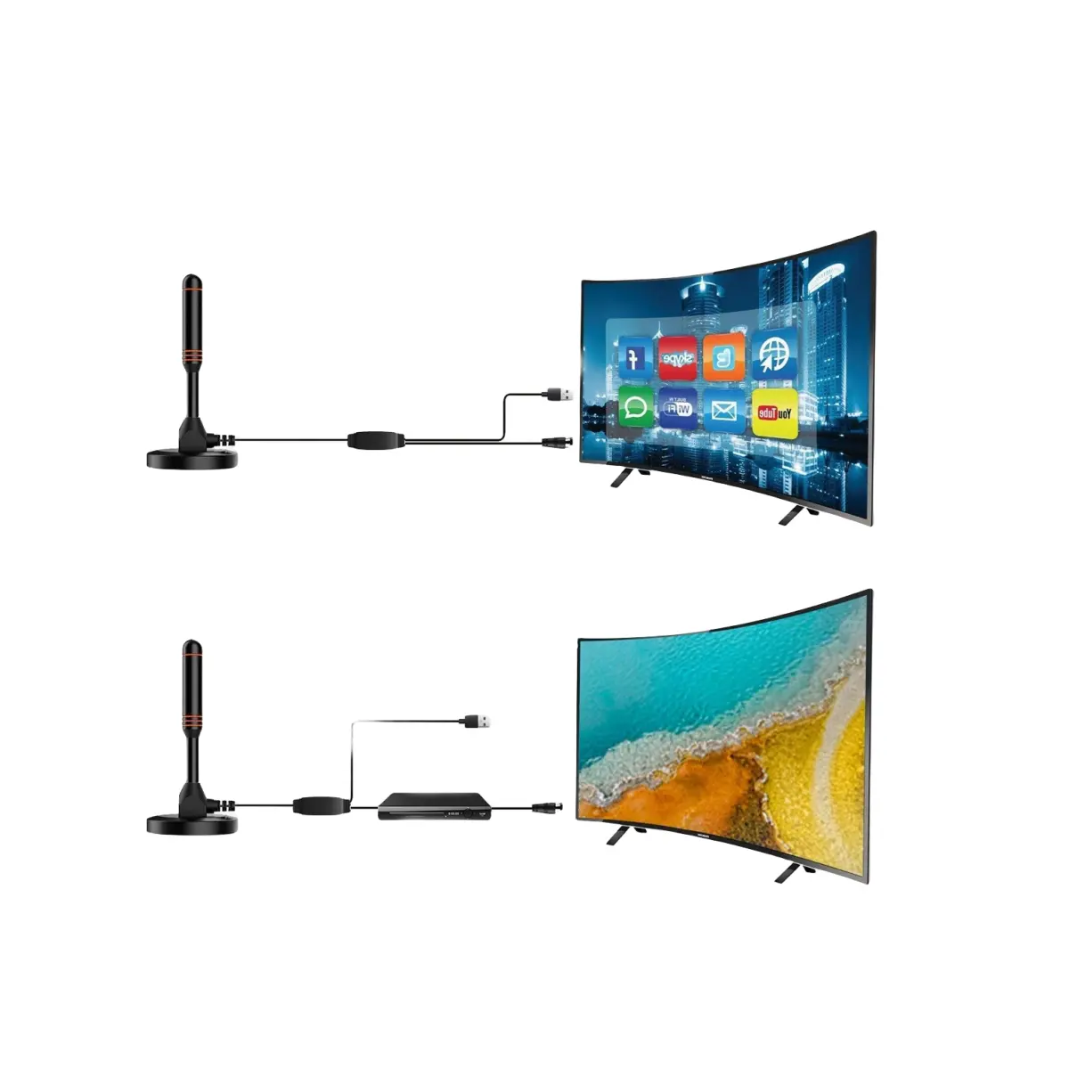 Hochleistungs-Innen-Outdoor-TV-Antenne 360-Grad-Empfang DTMB Digital IEC F MCX Fernsehantenne für Fernsehen
