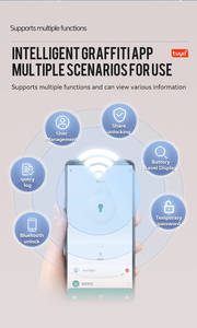 Serrure de porte intelligente TTlock Tuya en bois avec poignée à levier en C et cylindre à empreinte digitale - Product Image 4