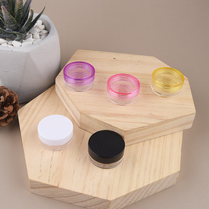 Venta al por mayor 3G 5g transparente PS tarro de plástico cosmético tapa de color pequeña muestra contenedor barato para crema de ojos loción cuidado de la piel PS vacío - Product Image 5