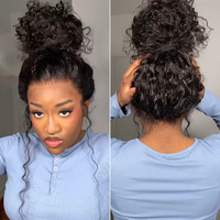 Perruque frontale en dentelle HD bouclée, densité 180, avec cordon de serrage invisible, en cheveux humains Remy, prête à porter, pour femmes noires