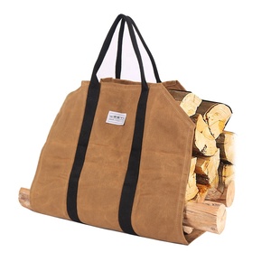 CHANGRONG Heavy Duty Waxed Canvas Firewood <strong>Log</strong> <strong>Carrier</strong> Tote Bag Customizable Fireplace Sets &amp; Accessories - Product Image 2