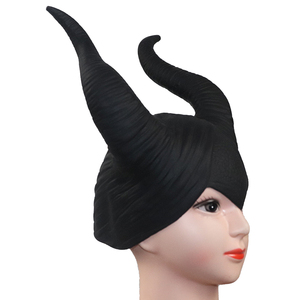 หน้ากากคอสเพลย์แม่มดมาเลฟิเซนต์พร้อมเขาและหมวก  แบบเต็มหน้า สำหรับงานคริสต์มาส ฮาโลวีน ปาร์ตี้  ราชินีดำ ทำจากยางลาเท็กซ์ - Product Image 2