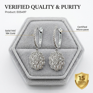 Luxury 18K White Gold Natural <b>Diamond</b> Drop <b>Earrings</b> Huggie Hoop Floral Cluster <b>Dangle</b> for Women Custom MOQ 1pc - Product Image 3
