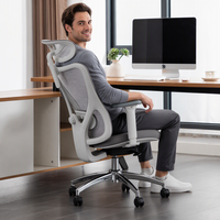 Meilleure vente gris maille ordinateur 2d soutien lombaire pas cher maison grand inclinable soutien lombaire à 125 degrés chaise de bureau grand ergonomique