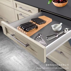 <b>Wooden</b> Knife Holder Kitchen Countertop Storage Rack 7pcs Curved Knife <b>Block</b> Bamboo Material Desktop Use - Product Image 3