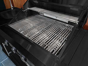 2022 Hangzhou Vermont cucina in acciaio inossidabile nero con griglia a gas a 6 fuochi e mini frigorifero - Product Image 4