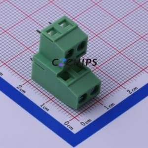KF127B-5.08-2*2P Screw Terminal Block Through hole Component (THT),P=5.08mm Connector 2x2P 5.08mm Green Through Hole - Product Image 1