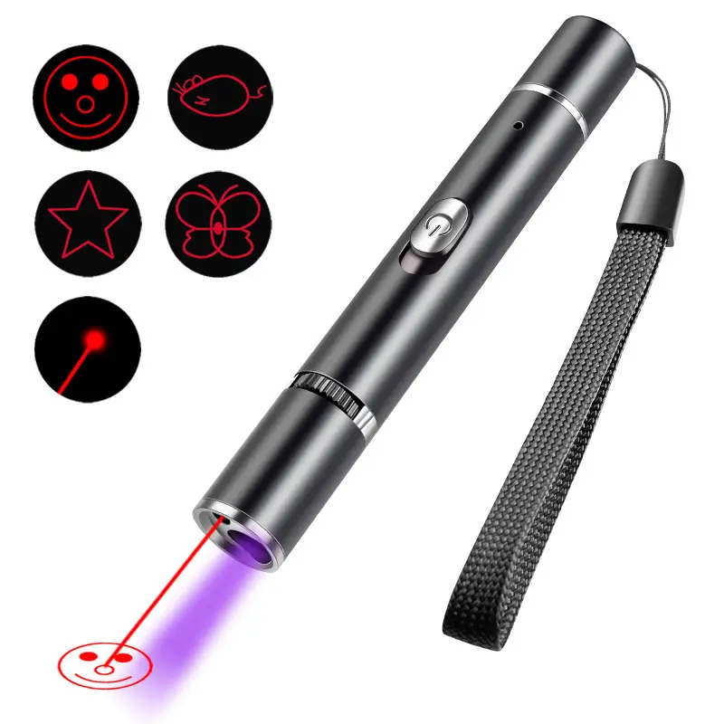 Mainan Hewan Peliharaan Laser Violet, Tali Lanyard USB Langsung Pukulan Kucing Menggoda Pola Beralih Mainan Hewan Peliharaan