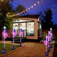 Lampe solaire LED drapeau américain, extérieure, IP65, étanche, décoration patriotique, piquet de jardin, éclairage de chemin, Jour de l'Indépendance, 4 juillet