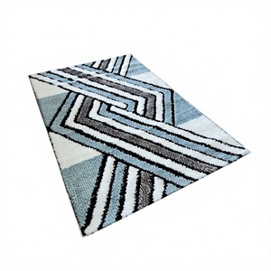 Tapis shaggy rectangulaire en polypropylène de Gaziantep, Turquie, à poils plats, tissé jacquard floral moderne, de qualité supérieure, pour usage domestique - Product Image 1