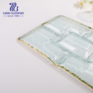 <span class=keywords><strong>Assiette</strong></span> à Dessert <span class=keywords><strong>en</strong></span> <span class=keywords><strong>Verre</strong></span> Rectangle de 33cm avec Compartiments pour Snacks Fruits Bonbons <span class=keywords><strong>Assiette</strong></span> <span class=keywords><strong>en</strong></span> <span class=keywords><strong>Verre</strong></span> de Luxe Élégante avec Bord <span class=keywords><strong>en</strong></span> Feuille d'Or - Product Image 3