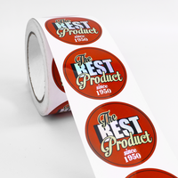 Rouleau d'autocollant d'étiquette circulaire étanche imprimé personnalisé Produit de papier adhésif durable et holographique