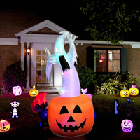 Citrouille gonflable d'Halloween en polyester, décoration de fête intérieure et extérieure, décoration de jardin, décoration de vacances