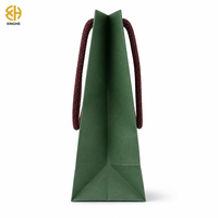 Petit sac cadeau en papier kraft vert foncé avec poignées tressées épaisses pour bougies, huiles essentielles, boîtes de thé, emballages d'artisanat