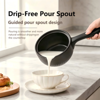 Mini-casserole en céramique Spodumène à long manche avec couvercle en verre, compatible lave-vaisselle ; compatible induction et gaz ; batterie de cuisine sans revêtement