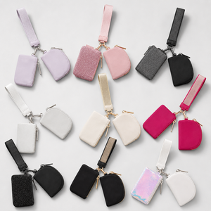 USA Warehouse Girls Trend Keychain Bag Dual <b>Pouch</b> Wristlet Dual Bag Coin Bag Soft Touch Leather <b>Mini</b> <b>Pouch</b> Bag - Product Image 3