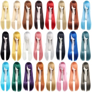 Perruque de cosplay polyvalente 80 cm, <span class=keywords><strong>cheveux</strong></span> synthétiques colorés résistants à la chaleur, fabriqués à la machine, longs et raides, pour costumes de demoiselle d'honneur ; unisexe - Product Image 1