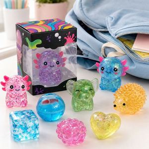 Nouveau Pack Cadeau Anti-stress : Gel Squeeze Nouveauté, Cube Rempli d'Étoiles, Bol à Poissons, Balle Barbelée, Animaux Mignons - Product Image 4
